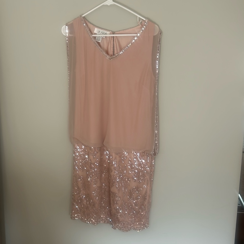 Blouson Dress - Blush - Sheer Blouson Too with Sequin Bottom - Size 8